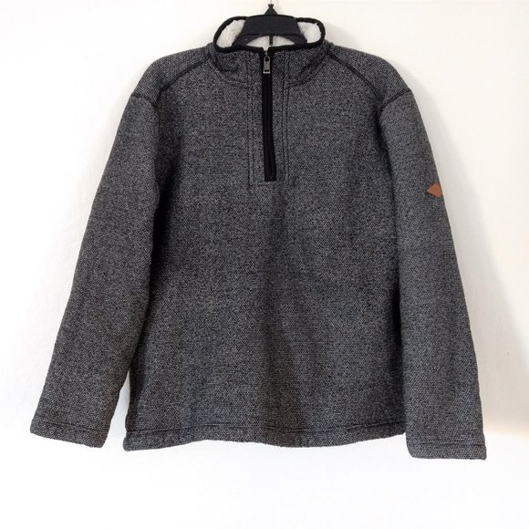 ORVIS Pullover Men's L Gray Sweater 1/4 Zip Pockets Sherpa Lining Mock Neck - Picture 1 of 15